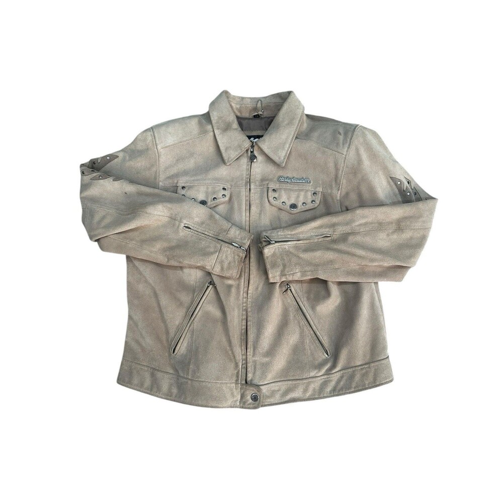Harley Davidson Women’s 1W Suede Eagle Zip Long Sleeve Riding Jacket
